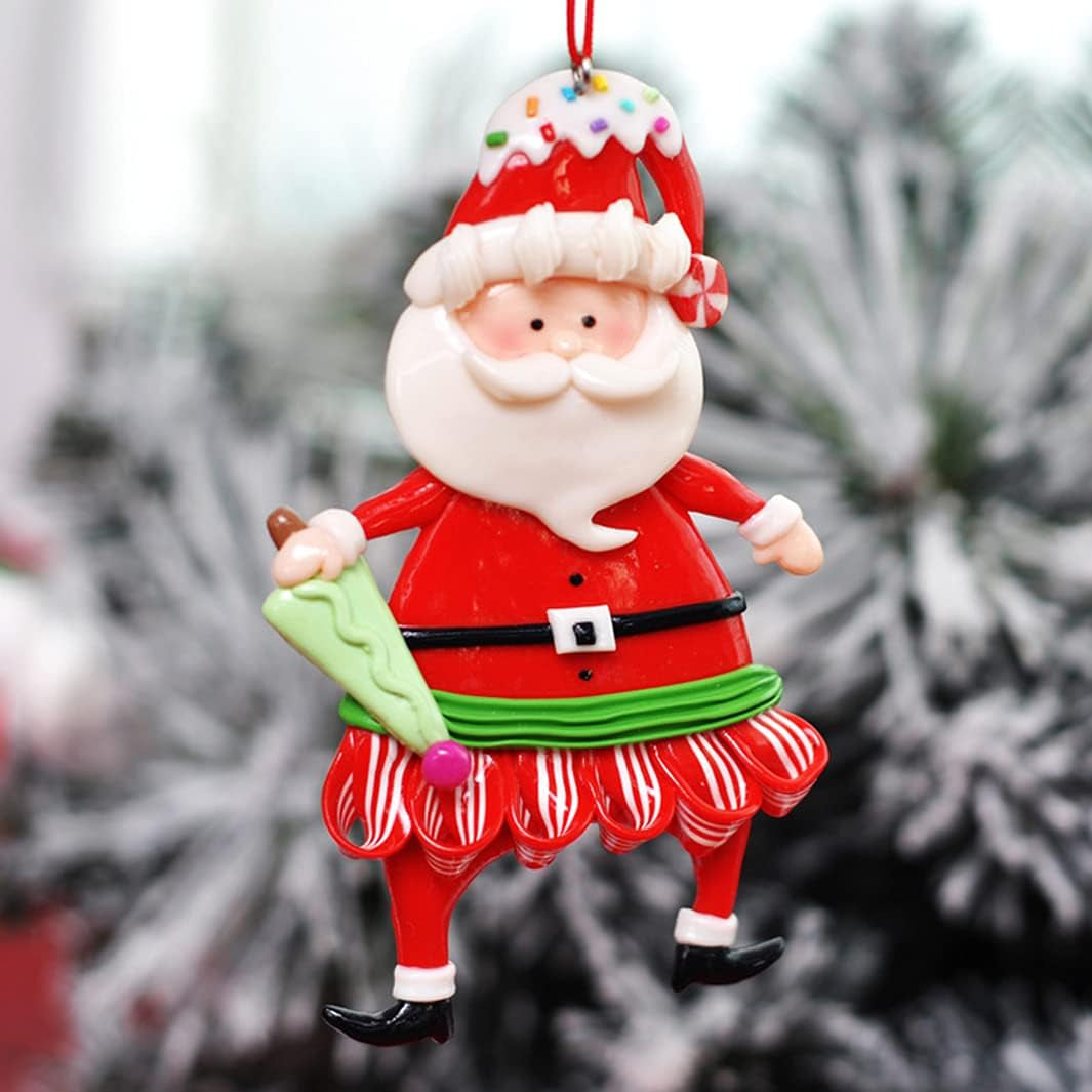 Charming Christmas Ornaments Set - 5 Festive Santa Claus Hanging Decorations for Your Tree