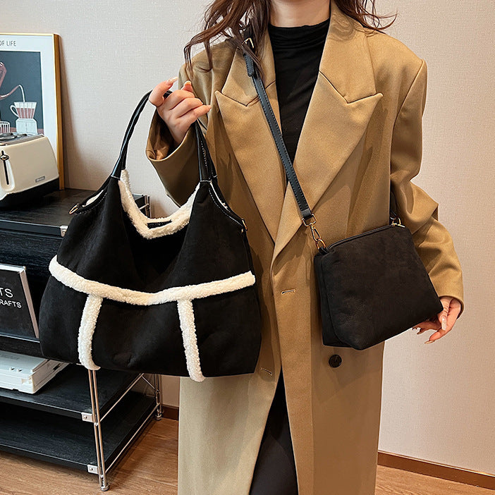 2-Piece Women’s Plush Tote Bag Set