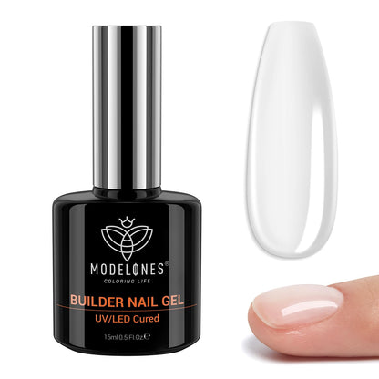 Builder Nail Gel, 7-In-One Clear Builder for Nails, LED Lamp Cured Color Rubber Base Gel Polish Coat Strengthener Thickening Extension Rhinestone Glue in a Bottle for DIY Home Salon Gifts