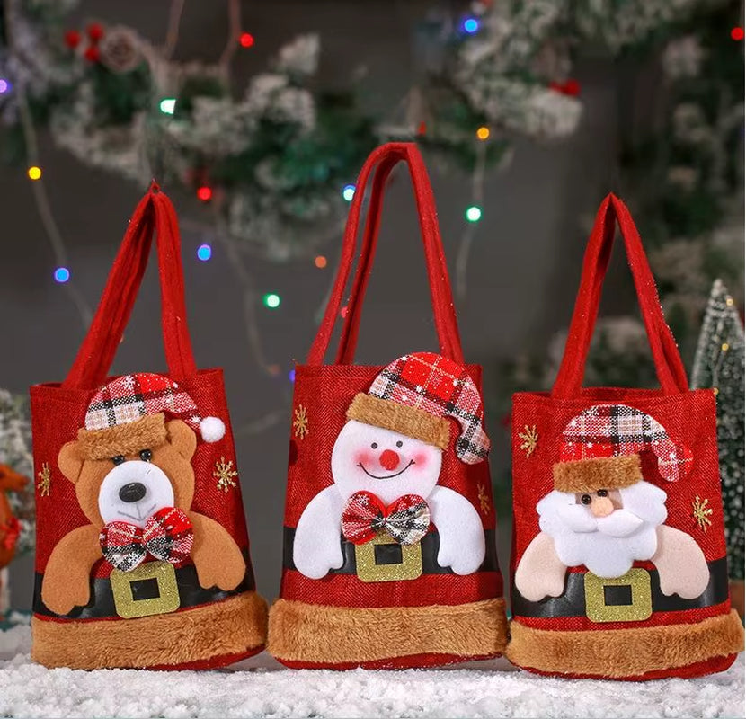 1-20PC Christmas Tote Bags Snowman Fawn Santa Claus Gift Bags for Kids Candy Storage Bags Xmas Party Holiday Decoration Supplies