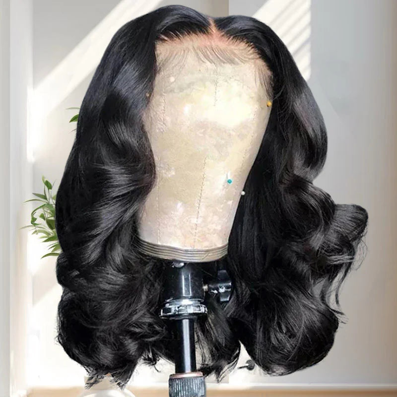 Short Bob Wig Body Wave C Part Lace Front Wigs 16 Inch 180% Density Lace Wigs