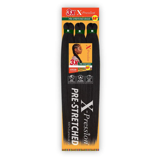 Sensationnal Braids XPRESSION 3X Pre-Stretched Braid 58 Inches (3-Pack, 1B)