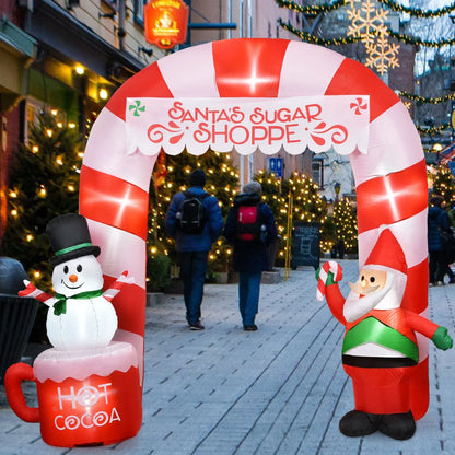 8 Ft Lighted Christmas Inflatable Archway - Festive Santa Claus & Snowman Entrance for Indoor & Outdoor Holiday Cheer with Built-In LED Lights