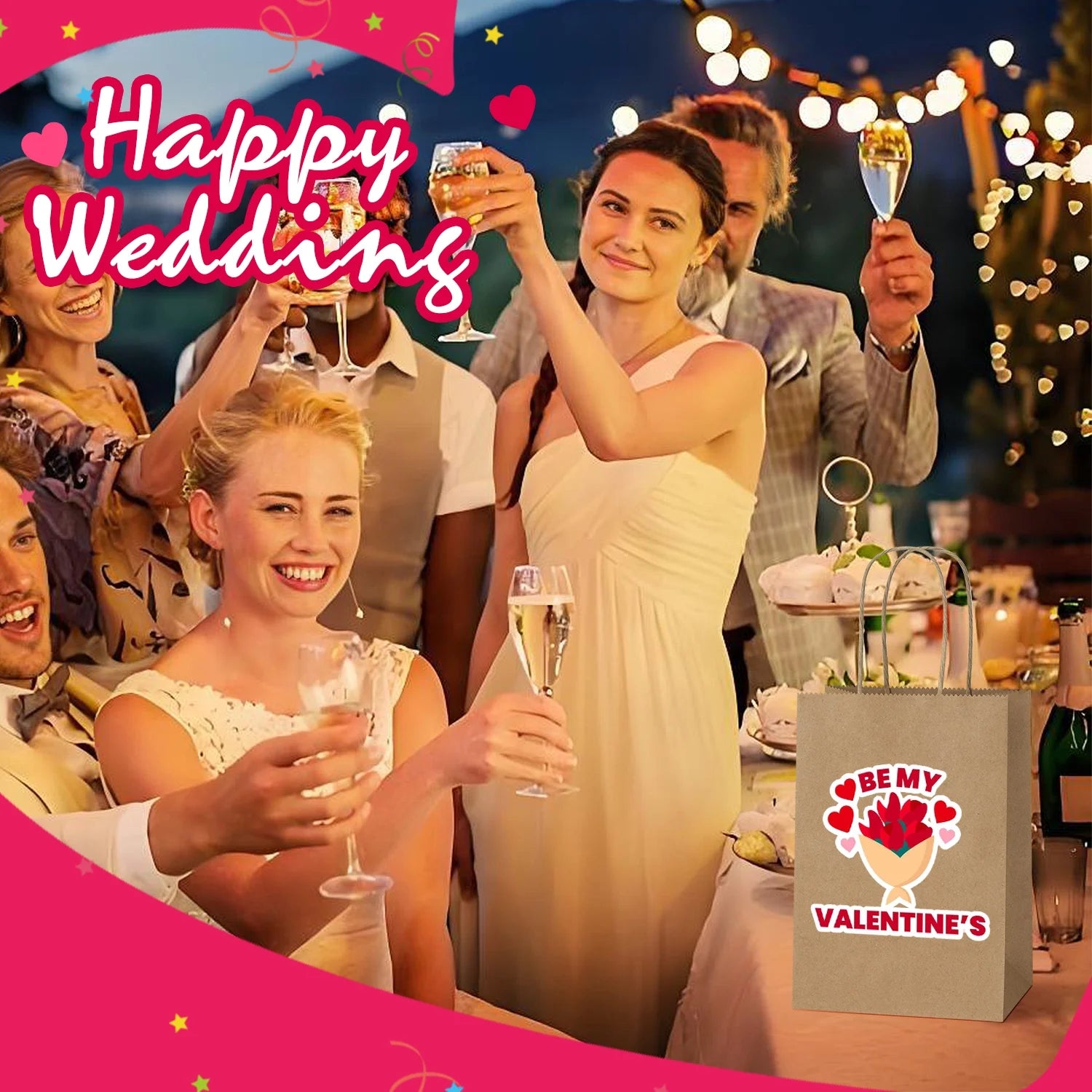 100 Pack Brown Kraft Paper Bags, 5.25X3.75X8 Inches Small Paper Gift Bags with Handles Bulk Shopping Bags for Graduation, Birthday Party and Baby Shower