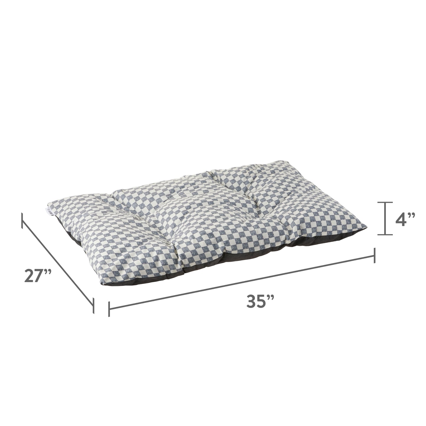 Bed for Dogs, Tufted Pillow, Machine Washable, Black and White Checkered, 35" X 27"