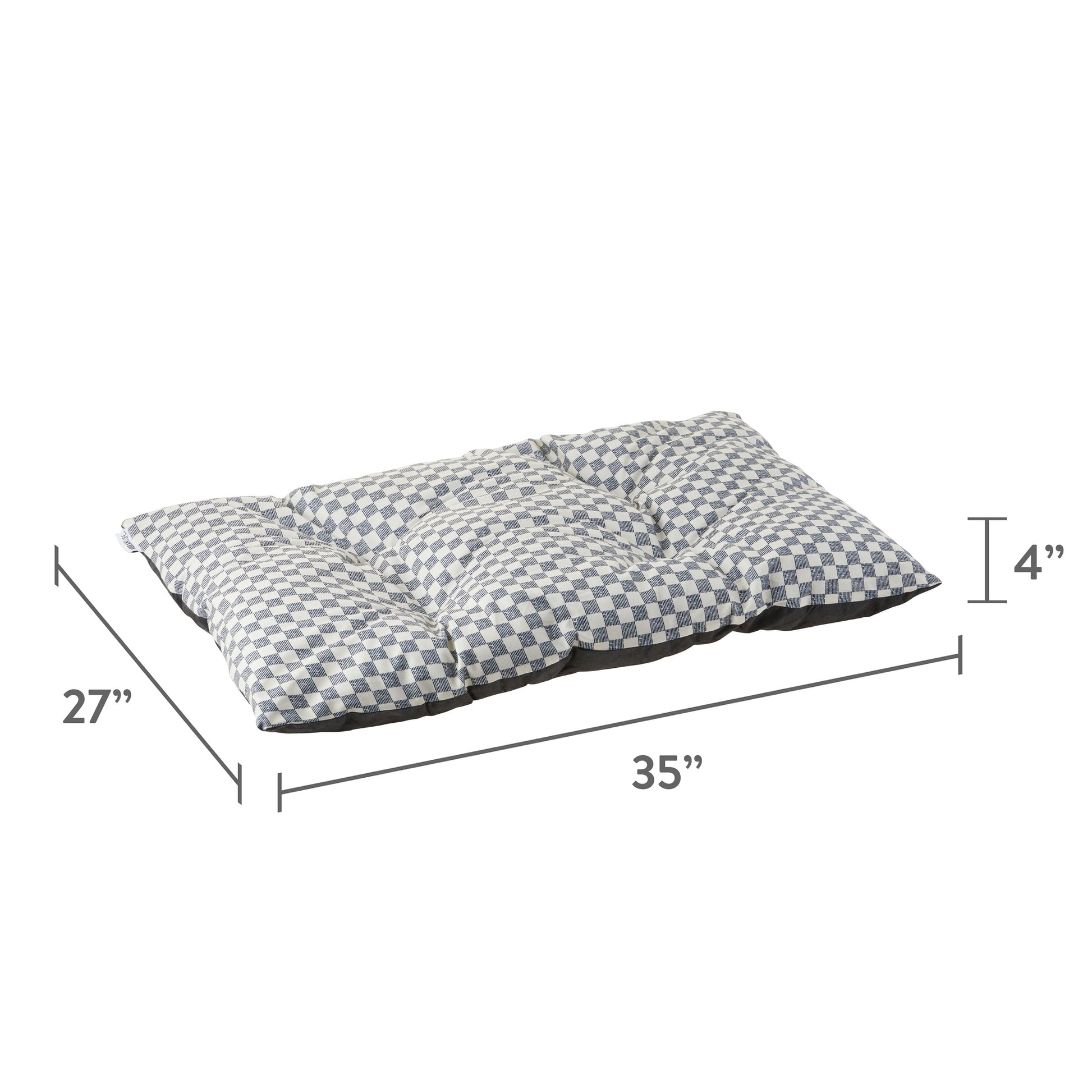 Bed for Dogs, Tufted Pillow, Machine Washable, Black and White Checkered, 35" X 27"