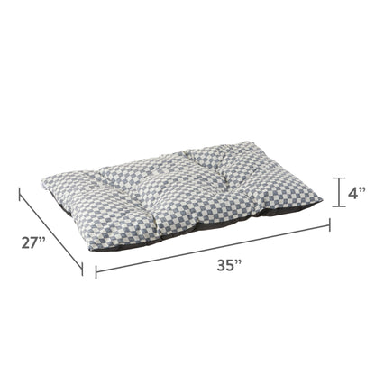 Bed for Dogs, Tufted Pillow, Machine Washable, Black and White Checkered, 35" X 27"