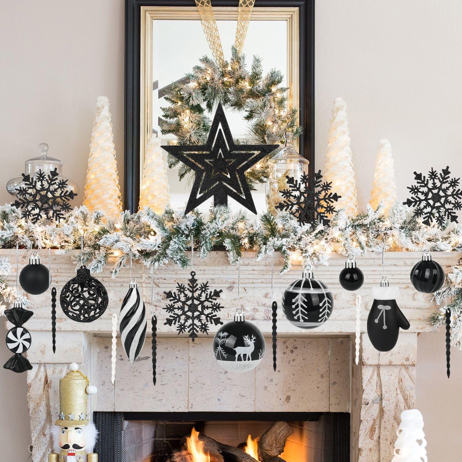 Transform Your Holiday Decor with Our 135-Piece Shatterproof Black Christmas Ball Ornaments Set!