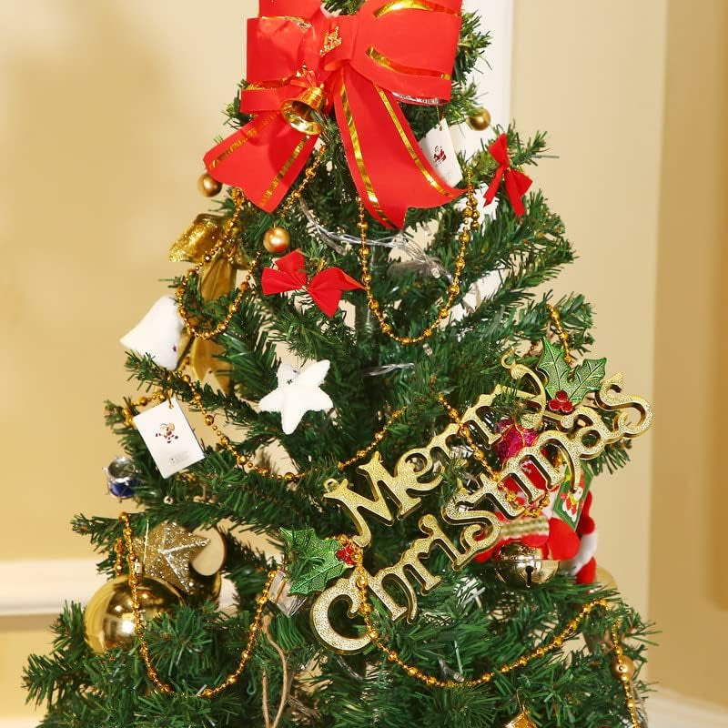 49 Ft Beaded Garland for Christmas Tree Plastic Artificial Pearl Strands String Beads Trim Roll Chain for Xmas DIY Craft Party Decoration Table Centerpiece Wedding Bouquet(Gold)