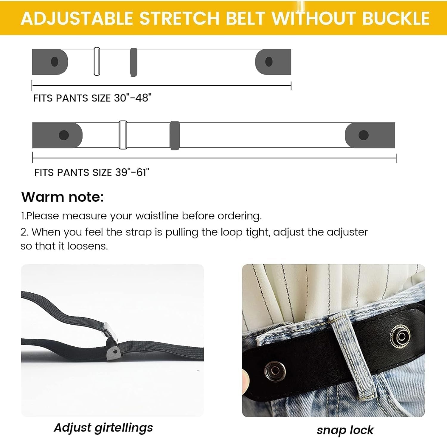 JBWKWELM Tainoon 2 Pieces Elastic Belt Invisible Belt for Women without Buckle Unisex No Buckle Buckless Men'S Adjustable Elastic for Jeans Trousers Dress, Czarny/Kawa, Länge: 110 Cm : 3,5 Cm