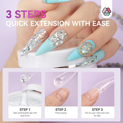 Solid Builder Nail Gel - 60G Large Capacity 3D Nail Gels Sculpting Gel for Art Non-Sticky Hand Carving Glue Extension with Sequins Chrome Powder DIY Salon Home