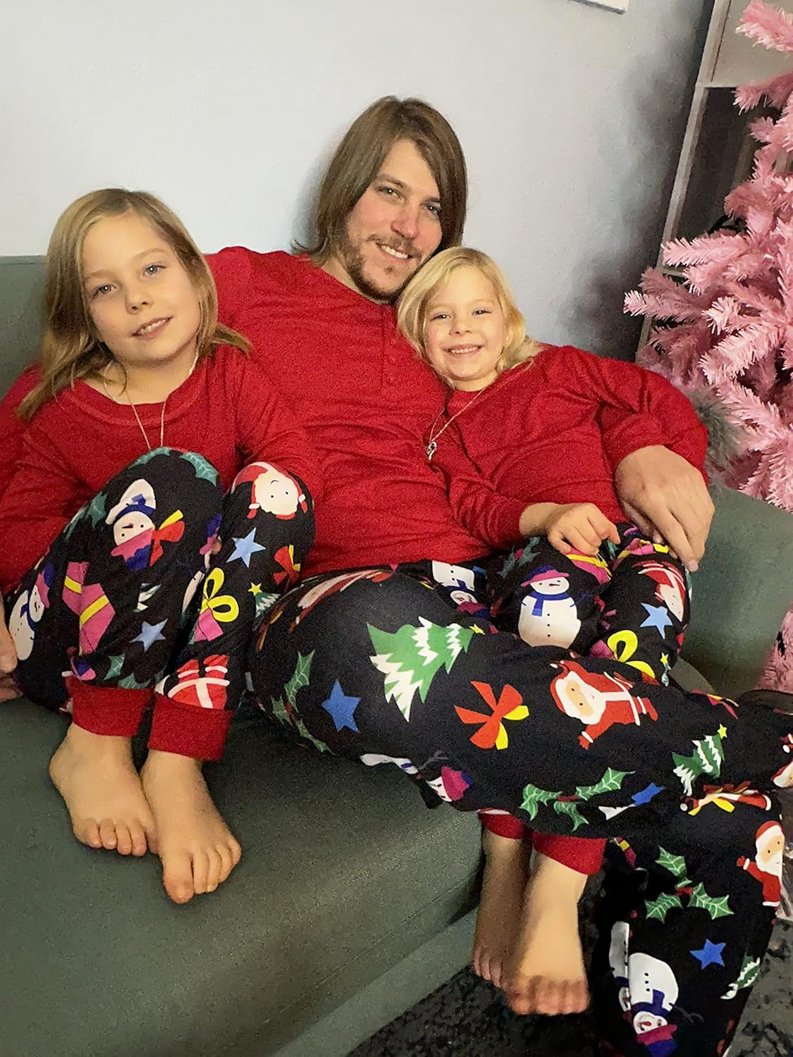 Christmas Pajamas Matching Family Pj Set Long Sleeve Tops and Plaid Pants for Sleepwear Soft Loungewear Pjs