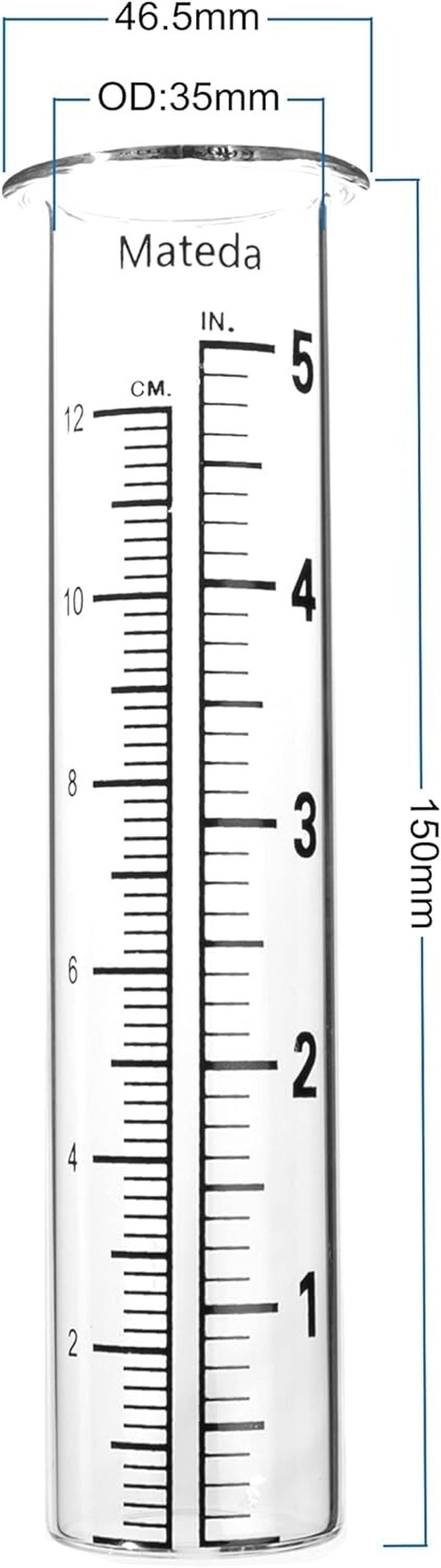 5 Capacity Rain Gauge Glass Replacement Tube Lip Design Great for Yard