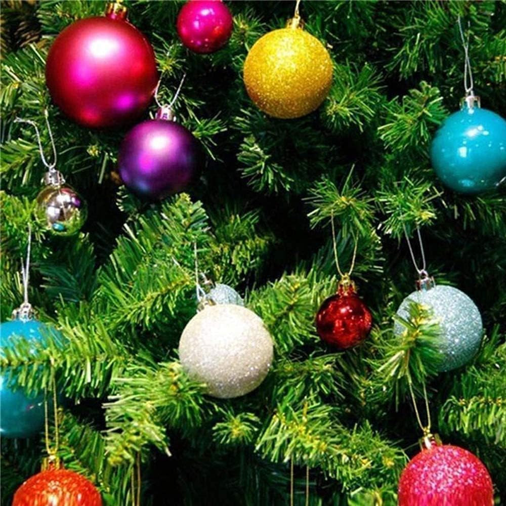Christmas Baubles Assorted Pendant Shatterproof Ornament Set - Seasonal Holiday Wedding Party Decorations (24 Pcs, 4 Cm) Green Christmas Ball
