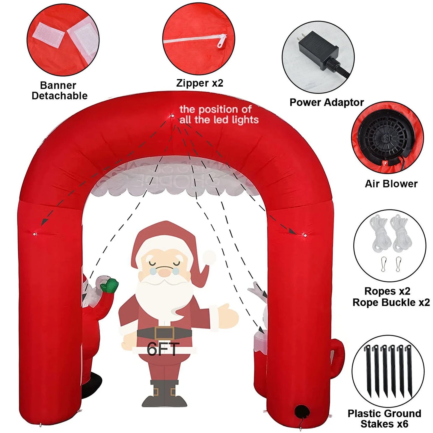 8 Ft Lighted Christmas Inflatable Archway - Festive Santa Claus & Snowman Entrance for Indoor & Outdoor Holiday Cheer with Built-In LED Lights