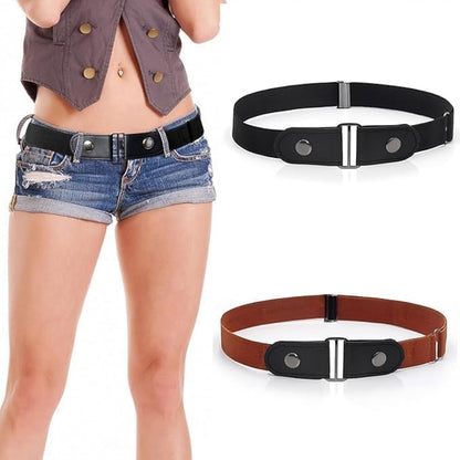 JBWKWELM Tainoon 2 Pieces Elastic Belt Invisible Belt for Women without Buckle Unisex No Buckle Buckless Men'S Adjustable Elastic for Jeans Trousers Dress, Czarny/Kawa, Länge: 110 Cm : 3,5 Cm