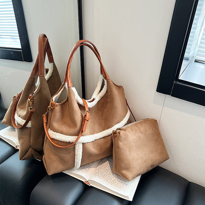 2-Piece Women’s Plush Tote Bag Set