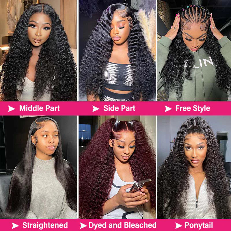 Ishow Deep Wave Lace Frontal Wigs HD Lace Front Wig Long Glueless Human Hair Wigs