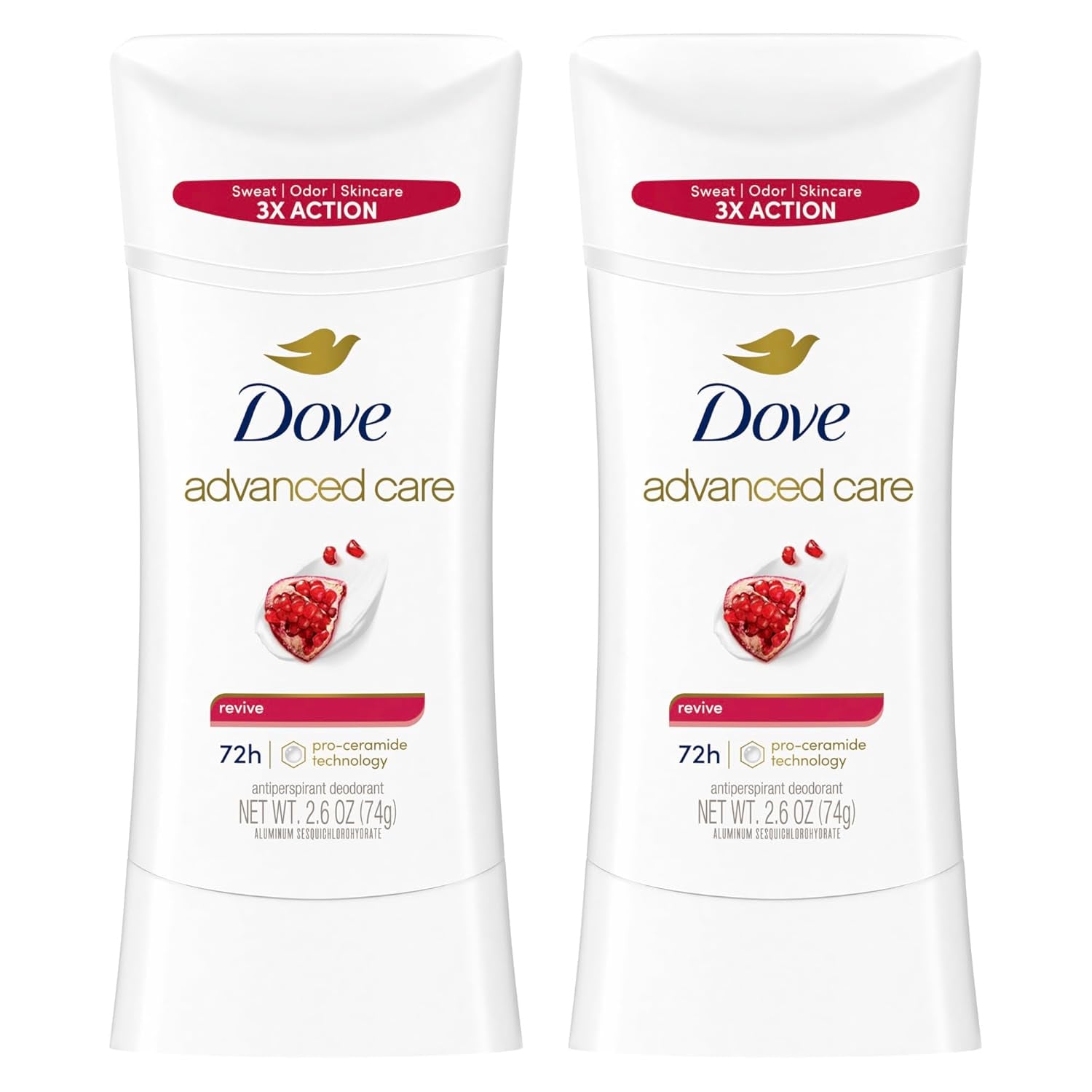 Advanced Care Antiperspirant Deodorant for Women Twin Pack Revive 72 Hour Sweat and Odor Protection 2.6 Oz (Packaging May Vary)