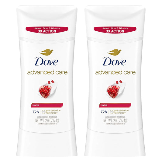 Advanced Care Antiperspirant Deodorant for Women Twin Pack Revive 72 Hour Sweat and Odor Protection 2.6 Oz (Packaging May Vary)