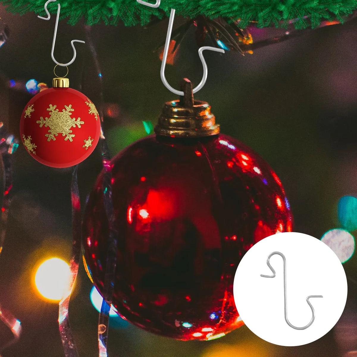 Christmas Ornaments Tree Hook Christmas Trees Hook Metal Hooks Silver Hanging Hook for Hanging Xmas Tree Ornaments 200PCS