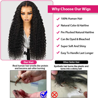 Ishow Deep Wave Lace Frontal Wigs HD Lace Front Wig Long Glueless Human Hair Wigs