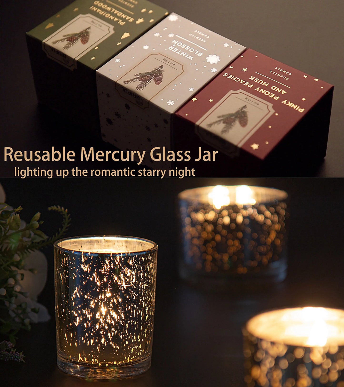 Scented Candles Pine Candle Aromatherapy Soy Candle Jar Christmas Gifts White