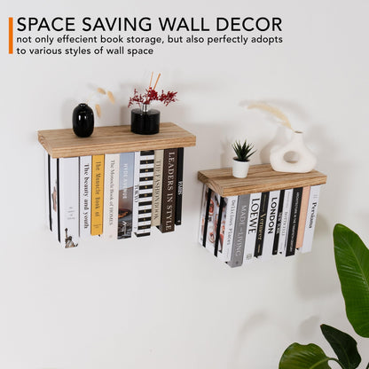 Floating Book Shelves for Wall Mounted Set of 2 - Upside down Space Saving