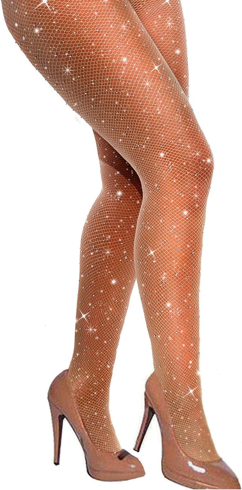 Sexy Sparkly Fishnets Stockings Jeweled High Waist Fishnet Tights for Women Rhinestone Party Pantyhose