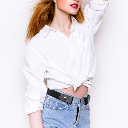 JBWKWELM Tainoon 2 Pieces Elastic Belt Invisible Belt for Women without Buckle Unisex No Buckle Buckless Men'S Adjustable Elastic for Jeans Trousers Dress, Czarny/Kawa, Länge: 110 Cm : 3,5 Cm