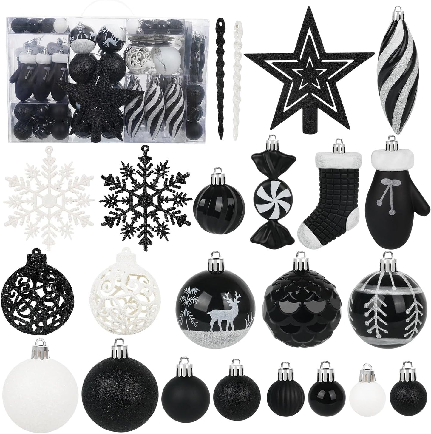 Transform Your Holiday Decor with Our 135-Piece Shatterproof Black Christmas Ball Ornaments Set!