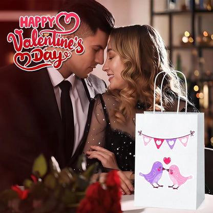 100 Pack White Gift Bags with Handle, 5.25X3.75X8" Small Kraft Paper Bags for Birthday Wedding Party Favors Grocery Retail Business