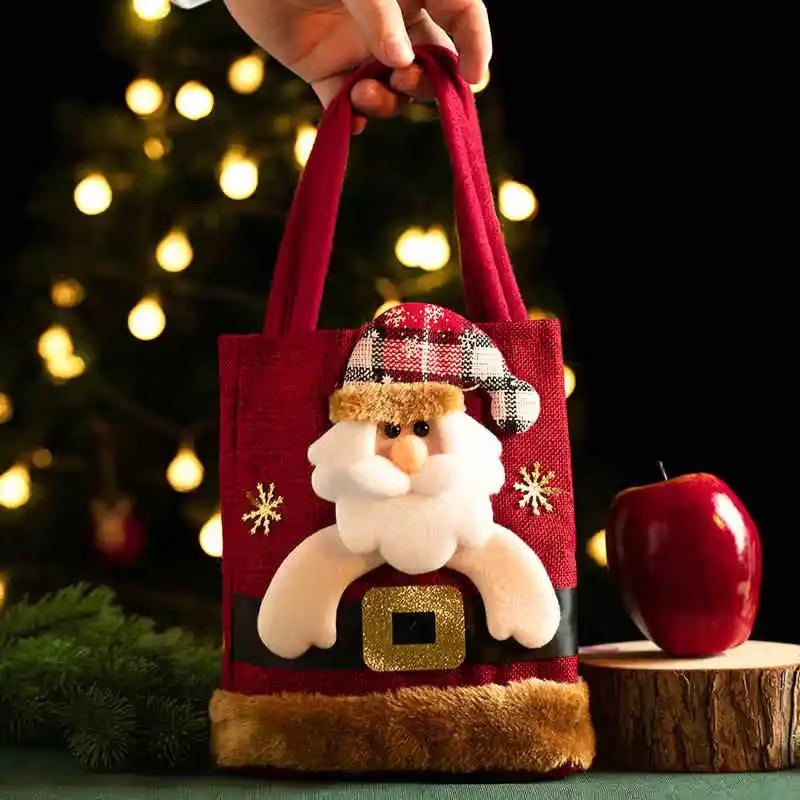 1-20PC Christmas Tote Bags Snowman Fawn Santa Claus Gift Bags for Kids Candy Storage Bags Xmas Party Holiday Decoration Supplies