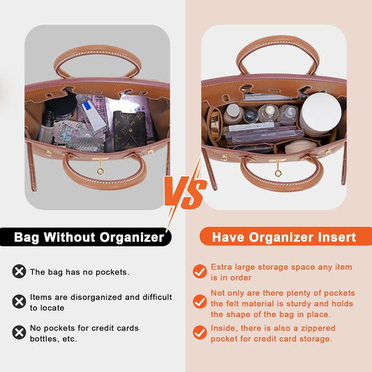 Felt Purse Organizer Insert for Birkin 35 Bag Organizer Handbag Insert (Earthcolor, BK35)