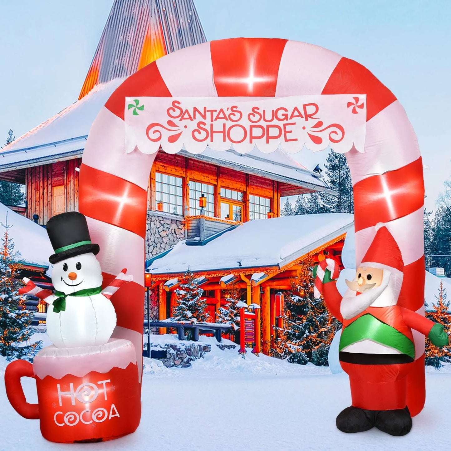8 Ft Lighted Christmas Inflatable Archway - Festive Santa Claus & Snowman Entrance for Indoor & Outdoor Holiday Cheer with Built-In LED Lights