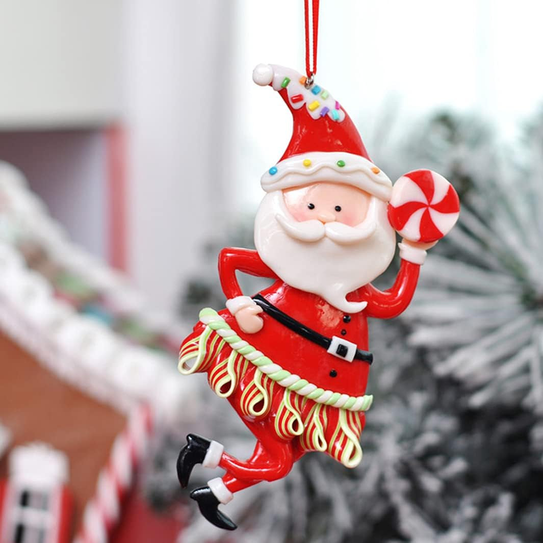 Charming Christmas Ornaments Set - 5 Festive Santa Claus Hanging Decorations for Your Tree