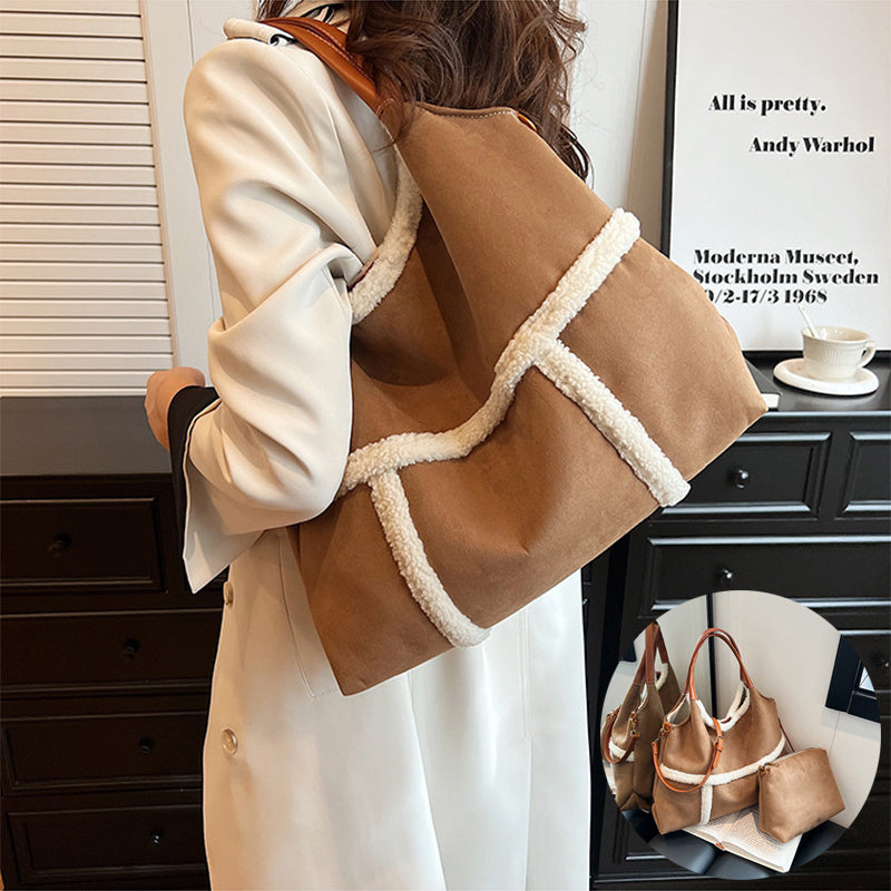 2-Piece Women’s Plush Tote Bag Set