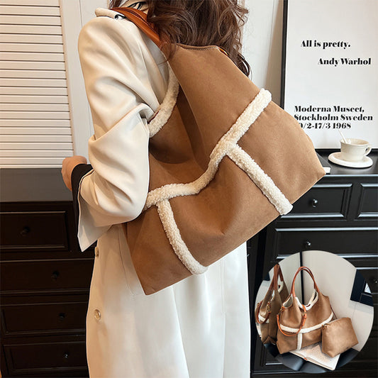 2-Piece Women’s Plush Tote Bag Set
