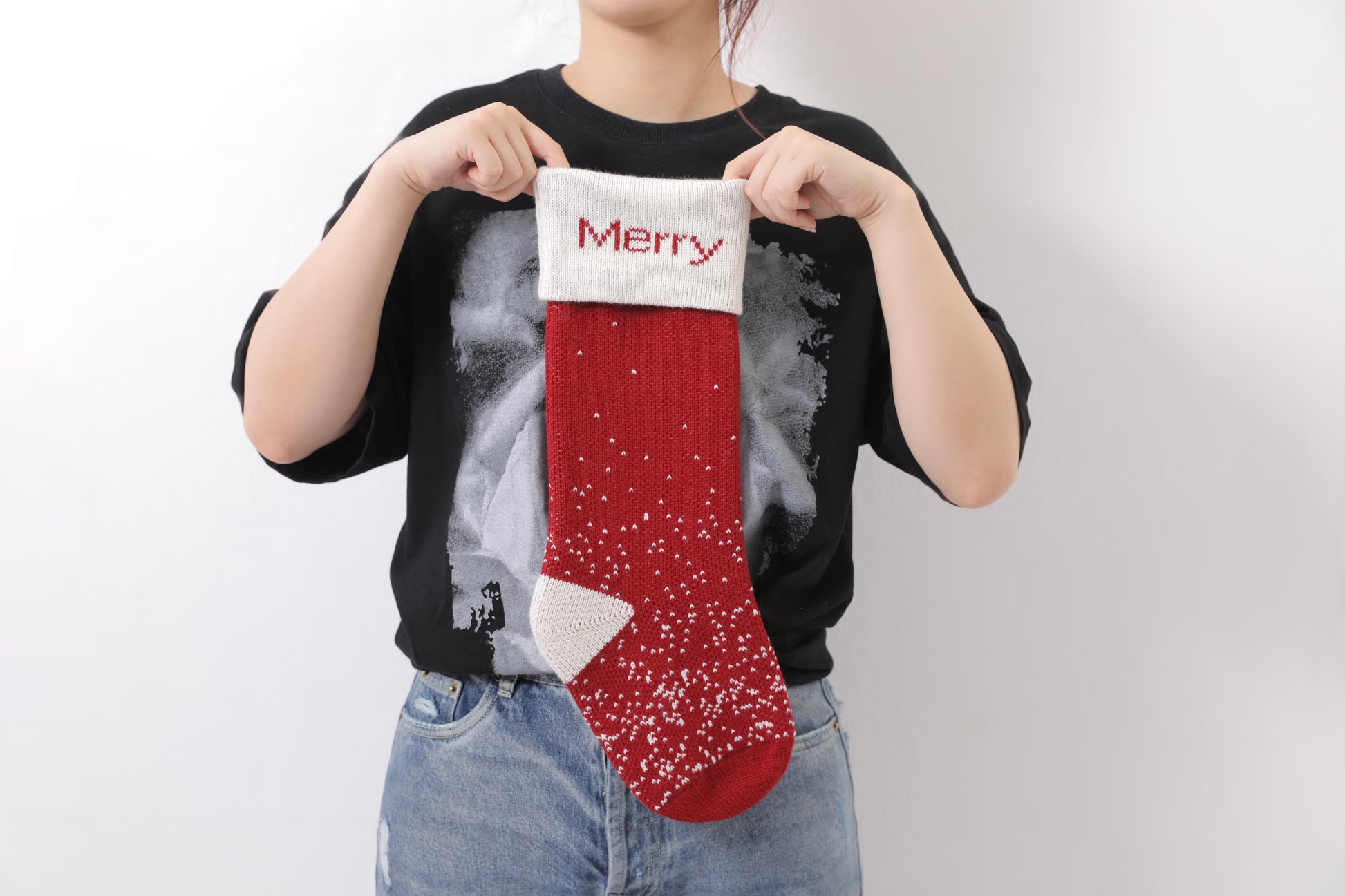 4 Pack Christmas Stockings 18" Knit Christmas Stockings Large Christmas Stockings Christmas Stockings Bulk Xmas Stockings Christmas Tree Snow Flakes Burgundy Red and Red