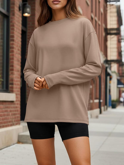 Womens Oversized Long Sleeve T Shirts 2025 Basic Crewneck Tee Fall Tops Casual Workout Y2K Clothes