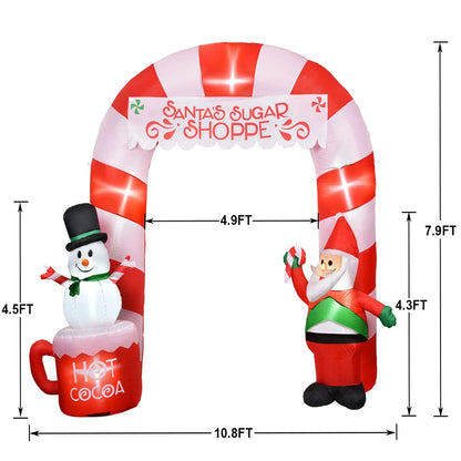8 Ft Lighted Christmas Inflatable Archway - Festive Santa Claus & Snowman Entrance for Indoor & Outdoor Holiday Cheer with Built-In LED Lights