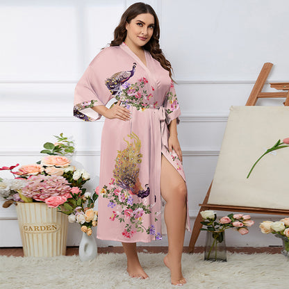 Satin Pajamas Women's Summer Light Luxury Bathrobe Homewear