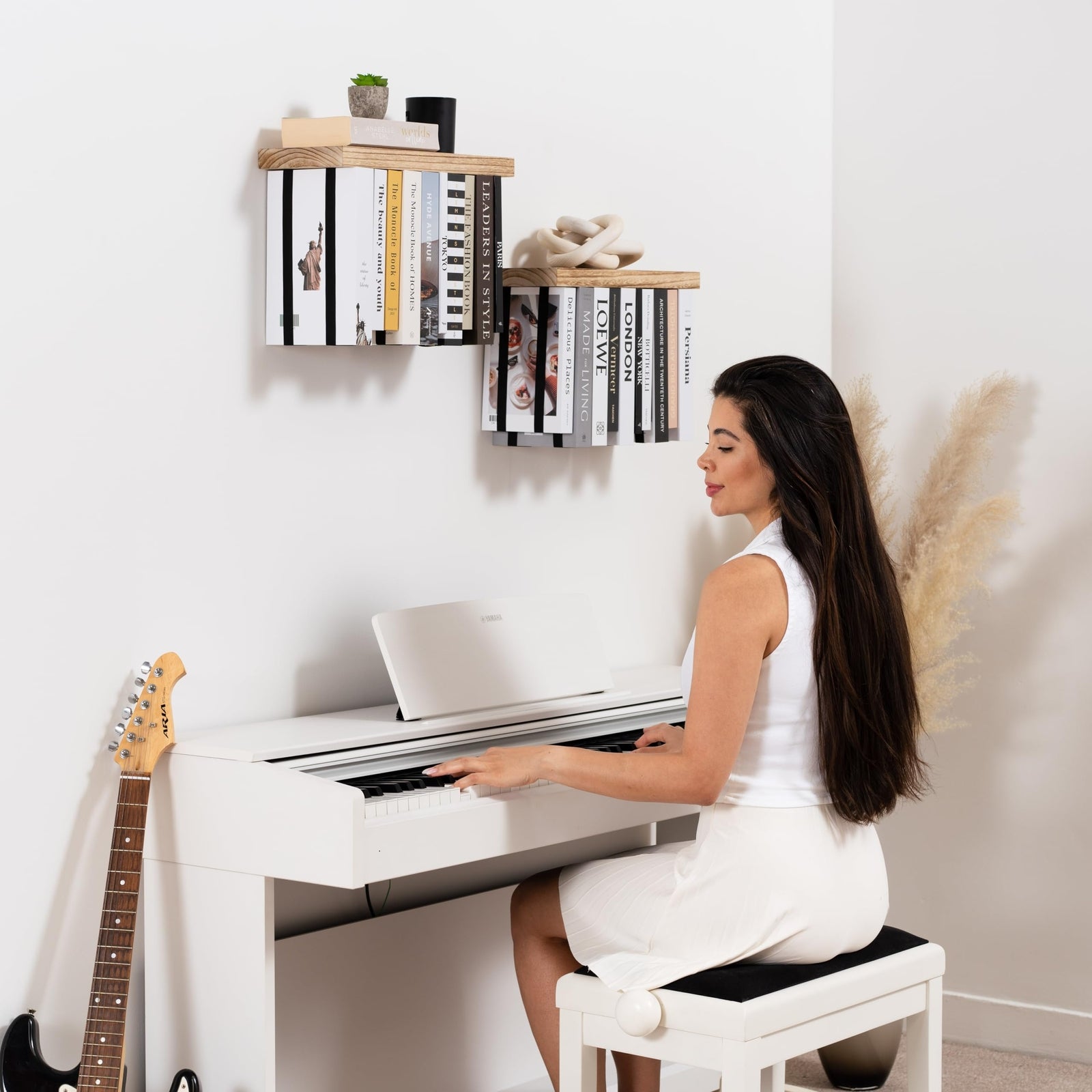Floating Book Shelves for Wall Mounted Set of 2 - Upside down Space Saving