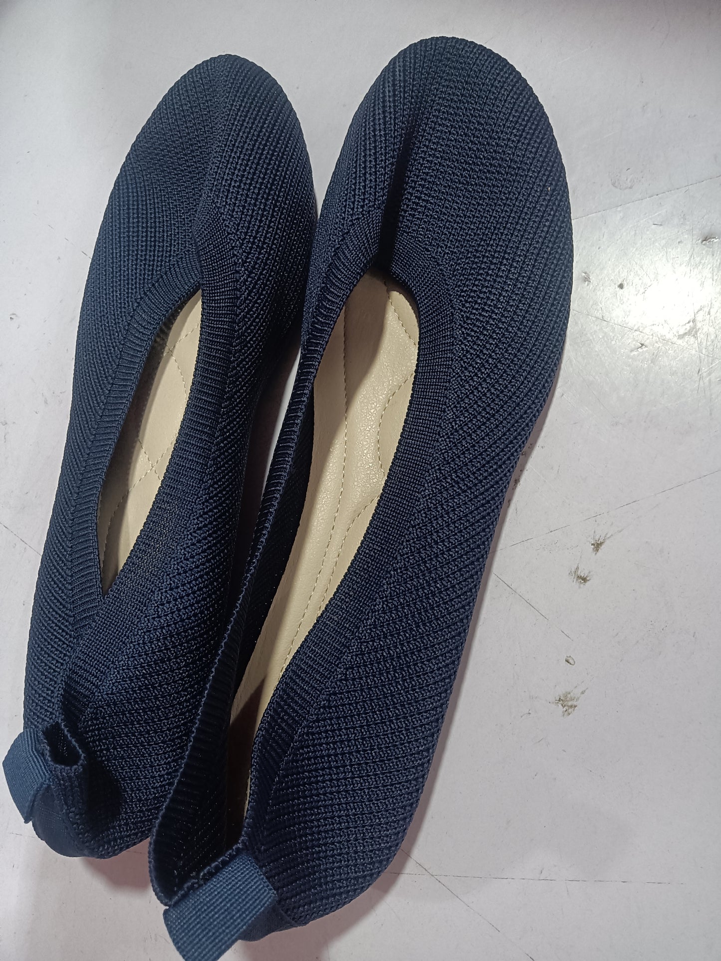 Round Toe Flats Shoes Casual Comfortable Soft Slip On Knit Mesh Shoes For Women
