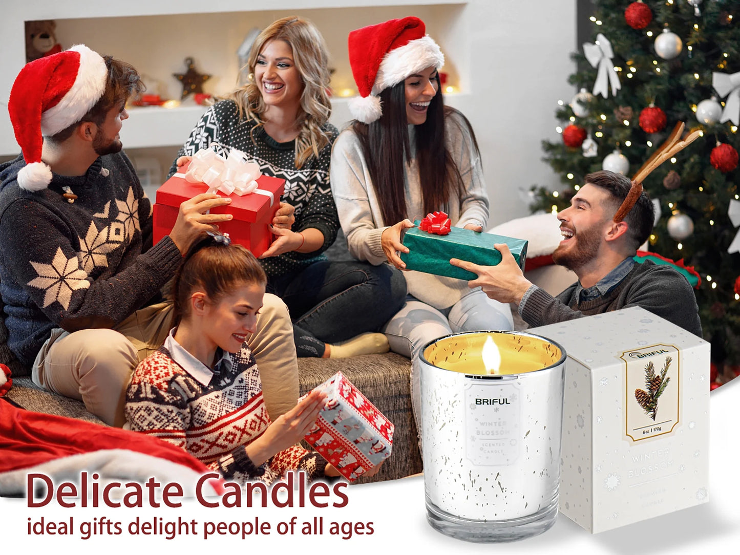 Scented Candles Pine Candle Aromatherapy Soy Candle Jar Christmas Gifts White