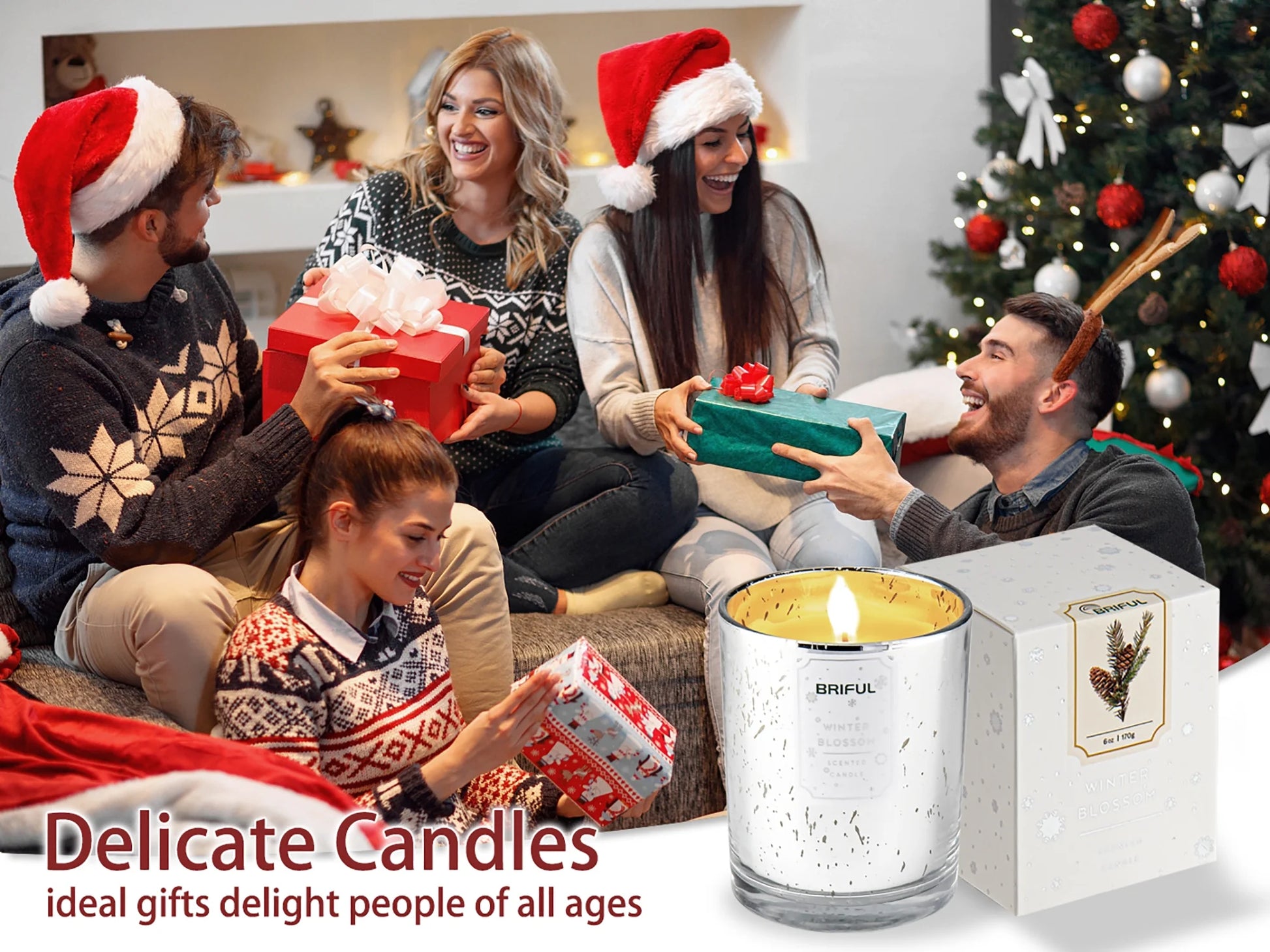 Scented Candles Pine Candle Aromatherapy Soy Candle Jar Christmas Gifts White