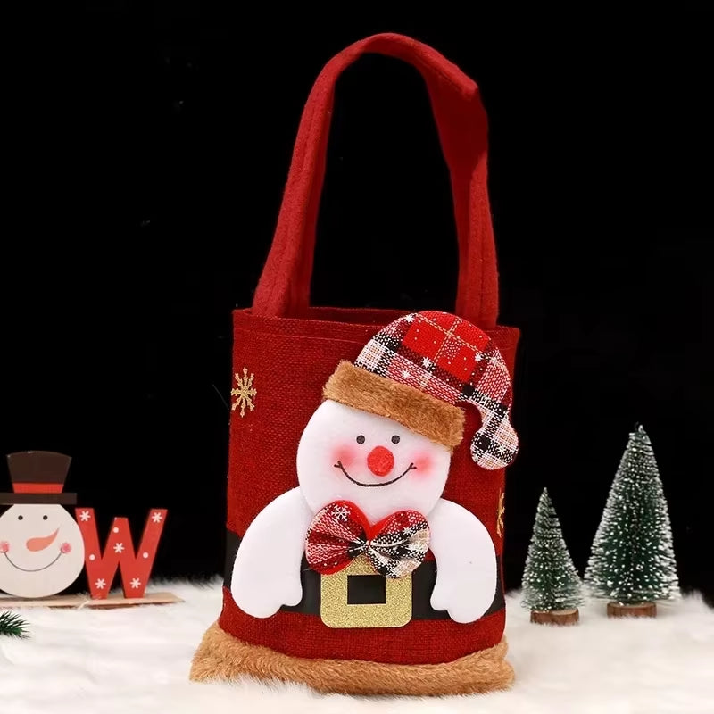 1-20PC Christmas Tote Bags Snowman Fawn Santa Claus Gift Bags for Kids Candy Storage Bags Xmas Party Holiday Decoration Supplies