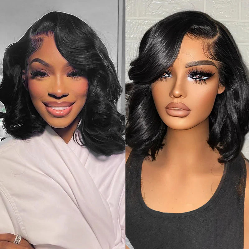 Short Bob Wig Body Wave C Part Lace Front Wigs 16 Inch 180% Density Lace Wigs