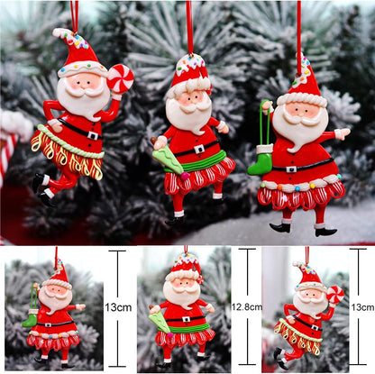 Charming Christmas Ornaments Set - 5 Festive Santa Claus Hanging Decorations for Your Tree