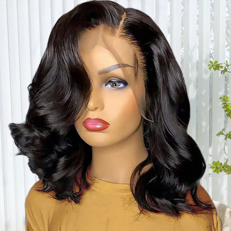 Short Bob Wig Body Wave C Part Lace Front Wigs 16 Inch 180% Density Lace Wigs